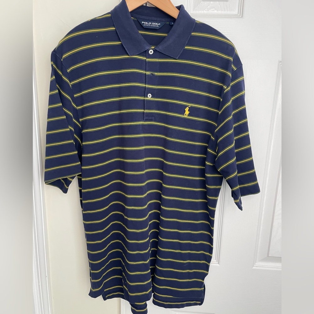 Polo Golf by Ralph Lauren Blue and Yellow Striped Polo Shirt